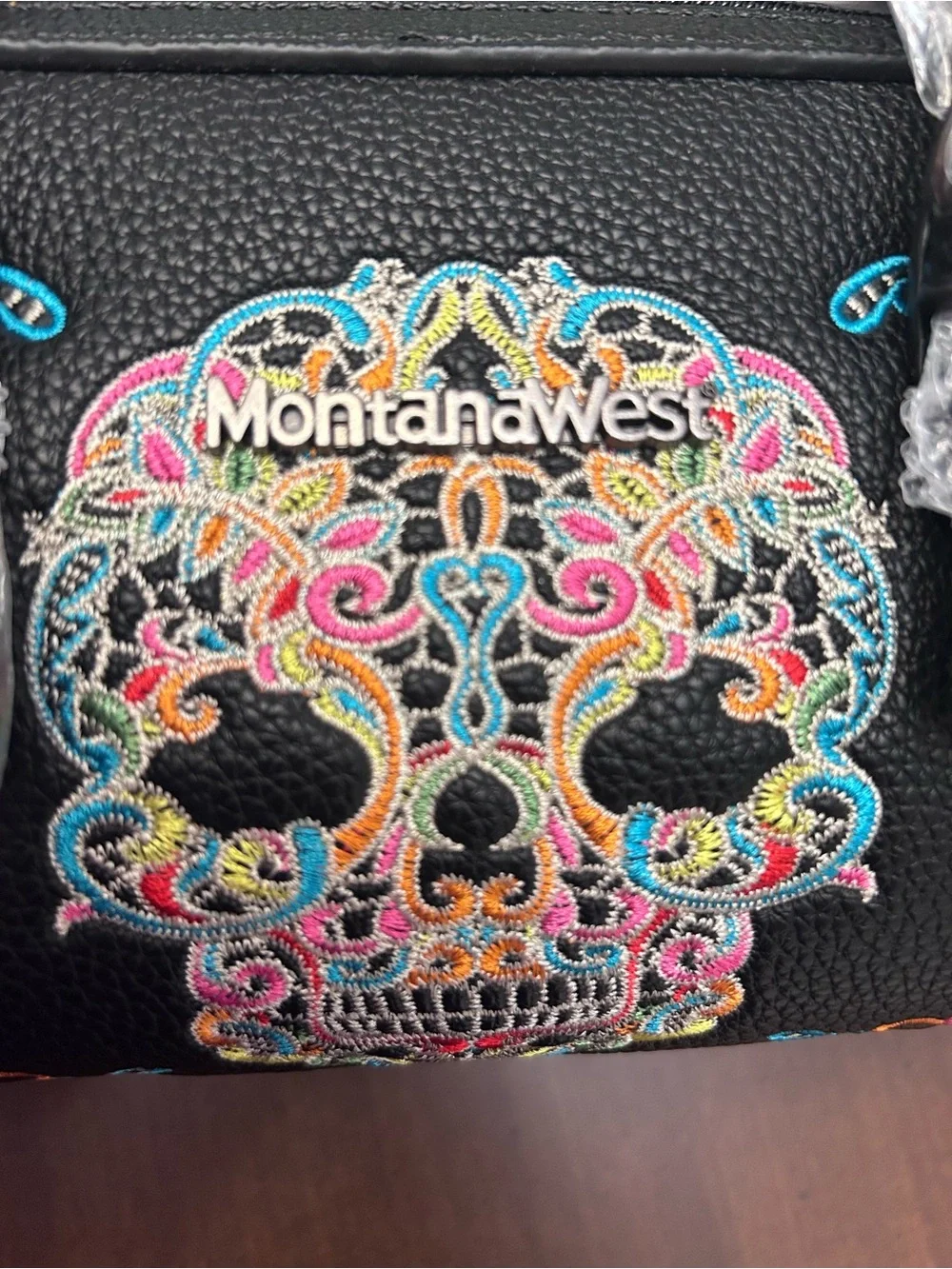 Montana West Sugar Skull Studded Speedy Satchel Embroidered Crossbody - Picture 11 of 11